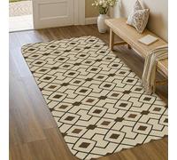 Tappeto geometrico, moderno e contemporaneo, linea a diamante, beige, a pelo basso, in spugna, resistente allo sbiadimento, decorazione per bagno, comodino, porta d'ingresso, 9,6 x 1,5 m