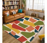 Tappeto geometrico, moderno e contemporaneo, rettangolare, a blocchi di colore, nessuno multicolore, antiscivolo, per pavimento di casa, tappeto con stampa rettangolare, tappeto per soggiorno, camera