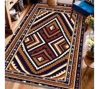 Tappeto geometrico tribale moderno con motivo a zigzag a diamante marrone a pelo basso estetico rettangolare tappeto per il pavimento della casa tappeto per soggiorno, camera da letto, cucina
