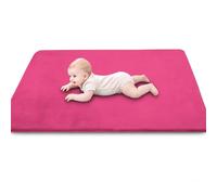 Tappeto Gioco Bambini 3 cm, Tappetone Neonato 120 x 150 cm Rosso Rosa | Tappetino Gattonare Bambini in Velluto di Corallo con Fondo Antiscivolo per Gattonamento per Box