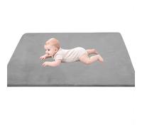 Tappeto Gioco Bambini 3 cm, Tappetone Neonato 50 x 180 cm Grigio Argento | Tappetino Gattonare Bambini in Velluto di Corallo con Fondo Antiscivolo per Gattonamento per Box