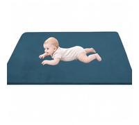 Tappeto Gioco Bambini 3 cm, Tappetone Neonato 90 x 200 cm Blu Celeste | Tappetino Gattonare Bambini in Velluto di Corallo con Fondo Antiscivolo per Gattonamento per Box