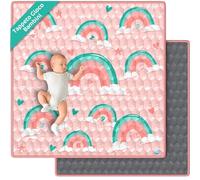 Tappeto Gioco Bambini Pieghevole 127x127 cm Playmat Morbido Tummy Time Antiscivolo e Lavabile - Tappetone Neonato Gattonamento - Tappeti Montessori Attività Cameretta Pavimento Gattonare | VALBABY