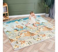 Tappeto Gioco Bambini Pieghevole 180x200x1.5cm Palestrina Neonato Montessori Reversibile Non Tossico E Impermeabile In Schiuma Per Bimbi. Palestra Neonati - Tappeto Tummy Time Neonati - Regalo Bambino
