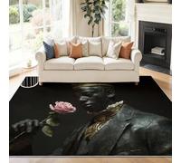 Tappeto Gioco Bambini Sala Giochi Cameretta Stanza Bambini Figura Astratta Statua Maschile Nera Stampato Morbido Antiscivolo Lavabile in Lavatrice Corona D'Oro, 140 x 200 cm