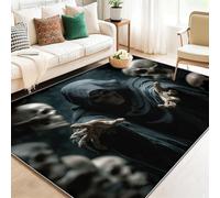 Tappeto Gioco Bambini Sala Giochi Cameretta Stanza Bambini Teschio Della Morte Gotica Stampato Morbido Antiscivolo Lavabile in Lavatrice Nero, 80 x 150 cm