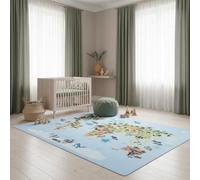 Tappeto gioco Design planisfero Blu 100x150 cm Certificato non tossico Facile da pulire Lavabile Resistente Durevole Camera bambini Sala giochi Adatto per riscaldamento a pavimento