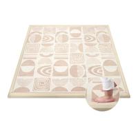 Tappeto Gioco Neonato Gattonamento, 150x180x3cm, Tappetone Pieghevole per Bambini, Superficie in Morbida Flanella con Base Antiscivolo per Camera e Soggiorno - Motivi Geometrici Marroni