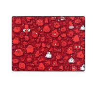 Tappeto giocoso rosso con facce di cartoni animati, decorazione per soggiorno, morbido, lavabile, per camera da letto, 150 x 122 cm, per interni, camera da letto e soggiorno
