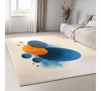 Tappeto Gocce D'Acqua Astratte Sbavate Cerchi Tappeti Antiscivolo 60 x 90 cm, Stile Bohémien Tappeti Morbidi a Forma Rettangolare per Soggiorno, Decorazione per la Casa Tappeto Lavabile in Lavatrice