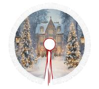 Tappeto Gonna, 90cm Copertura per Base Albero di Natale Foresta Delle Fiabe Di Natale Gonna Base Tappetino Copertura per Decorazione Capodanno Casa Festa Forniture, Grigio