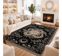 Tappeto gotico celeste con serpente e rosa mistico decorativo 15,2 x 18,8 | Celestiali fasi lunari accenti, viti botaniche floreali, decorazione gotica per la casa, tema occulto mistico
