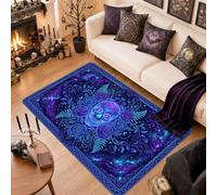 Tappeto gotico con teschio e rose celestiali per Halloween, 10 x 18 cm | Accenti floreali, motivi celesti, decorazioni per la casa gotiche, atmosfera mistica, stile gotico accademico