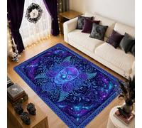 Tappeto gotico con teschio e rose celestiali per Halloween, 15 x 18 cm | Accenti floreali, motivi celesti, decorazioni per la casa gotiche, atmosfera mistica, stile gotico accademico