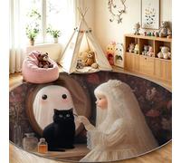 Tappeto gotico multicolore 80 cm, lavabile in lavatrice e antiscivolo, ideale per zone ad alto passaggio, tappeto a pelo corto giovane sposa gatto nero per soggiorno sala da pranzo camera da letto
