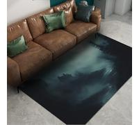 Tappeto gotico scuro cielo illuminato dalla luna cabana foresta tappeti nebbiosi tappeto antiscivolo lavabile a pelo basso per soggiorno camera da letto arredamento interno del pavimento 100x120cm