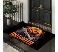 Tappeto Graffiti Strada Oscura d'ingresso interno, Arancia | Zerbino Mostro Testa Zucca Con Un Coltello antiscivolo, Tappetino assorbe l'acqua e raccoglie lo sporco per mantenere la casa pulita