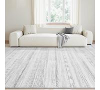 Tappeto grande 1,8 x 2,4 m, colori neutri, motivo vintage geometrico, grigio, 185 x 245 cm, lavabile, per salotto, camera da letto, appartamento