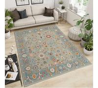 Tappeto grande 160 x 200 cm - Acquerello piante e fiori design retrò ad alta densità assorbimento degli urti tappeto antipolvere per uso familiare e patio