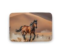 Tappeto grande con cavalli che corrono nel deserto e tempesta, tappetini in velluto corallo con retro in gomma, antiscivolo, tappetino da bagno elegante tappeto lavabile per sala giochi 50 x 80 cm