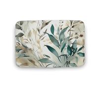 Tappeto grande con foglie su sfondo bianco, in velluto di corallo con retro in gomma, antiscivolo, per vasche da bagno, elegante tappeto da bagno, lavabile, per sala giochi, 40 x 60 cm