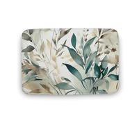 Tappeto grande con foglie su sfondo bianco, in velluto di corallo, con retro in gomma, antiscivolo, per vasche da bagno, elegante, lavabile, per sala giochi, 50 x 80 cm