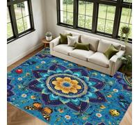 Tappeto grande con mandala floreale, per soggiorno, sala da pranzo, 160 x 230 cm