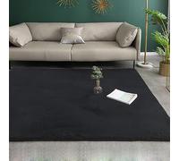 Tappeto grande in cotone fatto a mano, 200 x 300 cm, morbido, a pelo corto, lavabile, ideale per soggiorno, cucina, camera da letto, corridoio, versatile, colore: nero e crema