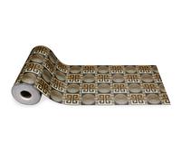 Tappeto Guida Passatoia Corsia Gomma Antiscivolo Barocco Quadri Cerchi Nero Oro