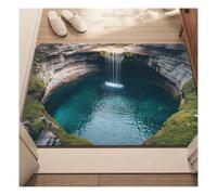 Tappeto Illusione Ottica Con Foro 3D Visual - Tappetino Interattivo for Cani E Gatti, Decorazione Antiscivolo Sicura for Il Corridoio Del Soggiorno(Light blue,60x90cm/24x35in)