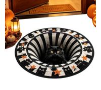 Tappeto Illusione Tappeto Illusione con Disegno Gatto e Stella da 60 cm | Tappeto Lavabile Spaventoso Per Casa Camera da Letto Soggiorno Portico Bagno Corridoio Autunno Festività Benvenuto