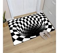 Tappeto Illusioni Ottiche Vortice A Scacchi Stereo 3D, Ultra Resistente Antiscivolo Illusione Buco Nero, Tappeti Freschi Zerbino, per Sala da Pranzo Casa Camera Da Letto