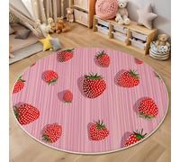 Tappeto Illustrazioni di frutta Salotto, Fragola rossa Mandala Tappetini Antiscivolo Tappeto per Bambini Cameretta Cucina Casa Zona Balcone Tappet Tavolino (160cm)