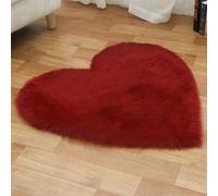 Tappeto Imitazione Lana Lungo Pelliccia Morbida Forma di Cuore Tappeti Imitazione Della Pelliccia Decorazione per Camera da Letto, Soggiorno, Divano, Tappetino per Il Letto (90 x 140 cm,Rosso Scuro)