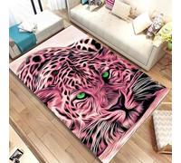 Tappeto in Flanella Animalier 3D Morbido Decorativo Casa, Tappeti Soggiorno Nero Grigio Rosa Tigre Leopardo Leone, Adatto Per Camera Da Letto Sala Giochi Corridoio Studio (Color 5,100x120 cm)