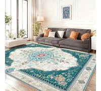 Tappeto in Flanella Mandala tradizionale - 120 x 180 cm Morbido Lavabile e Antiscivolo, Tappeto Blu a Pelo Corto per Camera da Letto Soggiorno Cameretta Bambini e Ufficio