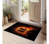 Tappeto in Flannel con Stampato Minimalismo Fiamma Disco Da Hockey, Tappeto Nero a Pelo Corto Morbido e Antiscivolo - Ideale per Camera da Letto e Soggiorno 180 x 240 cm