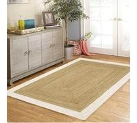 Tappeto in iuta, 90 x 3 m, bianco e beige, realizzato con base moderna | Tappeto in iuta bianco e beige da 0,9 x 3 m; decorazione per pavimenti in tessuto con elegante dichiarazione moderna per