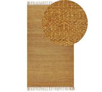 Tappeto in iuta senape tessuto a mano 80 x 150 cm boho frange Lunia