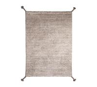Tappeto in Lana Annodata A Mano A Griglia 140 x 200 cm Bianco/ Grigio Chiaro