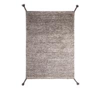 Tappeto in Lana Annodata A Mano con Griglia 140 x 200 cm Bianco/ Grigio