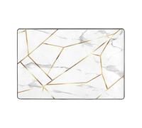 Tappeto in marmo bianco per soggiorno, camera da letto, linea geometrica in marmo antiscivolo, 120 x 182 cm, lavabile, grande, morbido, per cucina, sala da pranzo, ufficio