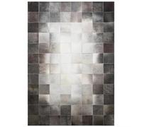 Tappeto in pelle di mucca a quadretti marrone e bianco multicolore, protezione del pavimento in vacchetta fatto a mano rettangolare arredamento rustico in ecologica provenienza etica(1600MMx2300MM)