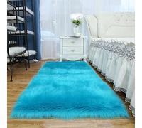 Tappeto in pelle di pecora artificiale, 100 x 100 cm, morbido tappeto a pelo lungo, per soggiorno, camera da letto, cucina e corridoio, accogliente tappeto in finta pelliccia, grande tappeto per la