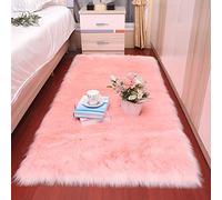 Tappeto in Pelle di Pecora Sintetica, Tappeto in Pelliccia Sintetica Soffice, Durevole, Facile da Aspirare per Cucina Soggiorno Camera da Letto Corridoio,Rosa,180x200cm