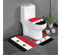 Tappeto in peluche per camera da letto, cucina, vasca da bagno, decorazione per la casa, bandiera della Repubblica araba siriana, tappetino protettivo per bagno, set da 3 pezzi, tappeto assorbente per