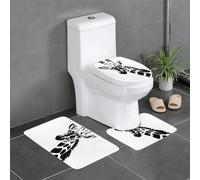 Tappeto in peluche per camera da letto, cucina, vasca da bagno, decorazione per la casa, nero e bianco, giraffa, tappetino protettivo per bagno, set da 3 pezzi, tappeto assorbente per esterni,