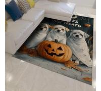 Tappeto in stile Halloween 90x150cm Cani fantasma Zucche Lanterna Tappetino Accogliente tappeti lavabili a pelo corto per la stanza dei giochi della scuola materna
