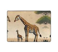 Tappeto in tessuto di flanella, motivo giraffa madre e bambino, 203 x 147 cm, resistente alle macchie, decorazione per casa, camera da letto, ufficio