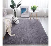 Tappeto in velluto super morbido di grandi dimensioni, per soggiorno, camera da letto, sala da pranzo, lavabile, antiscivolo, per interni, grigio, 120 x 160 cm, accogliente decorazione per la casa